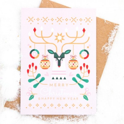 Carte de Noël - Geometric deer