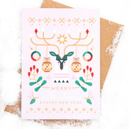 Carte de Noël - Geometric deer