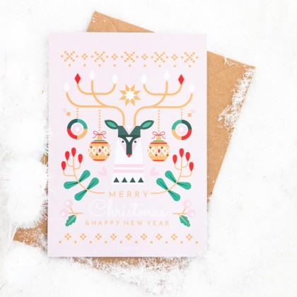 Carte de Noël - Geometric deer