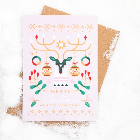 Carte de Noël - Geometric deer
