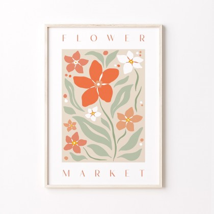 Affiche - Flower market (rose et orange)