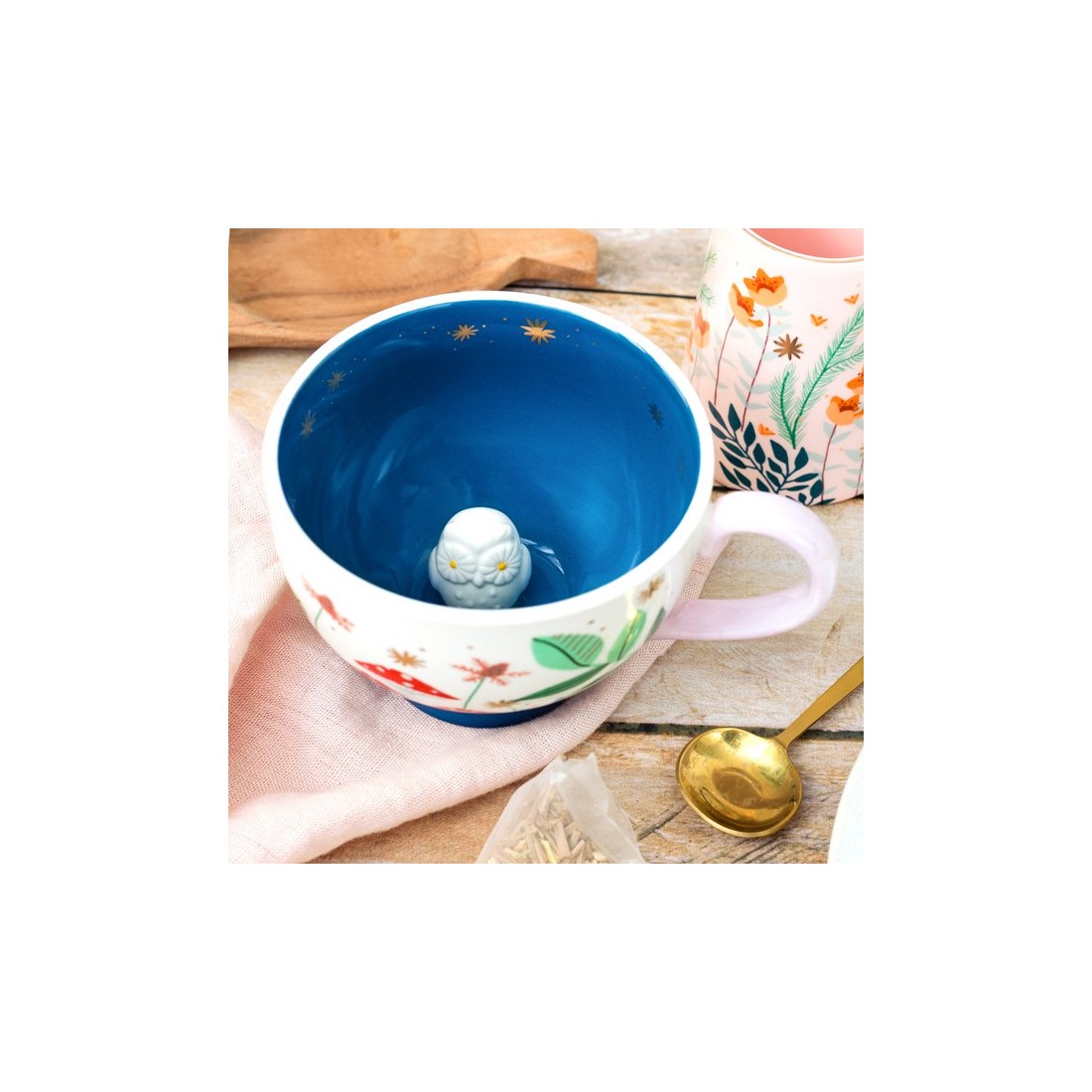 Porcelain cup - Secret garden (owl)