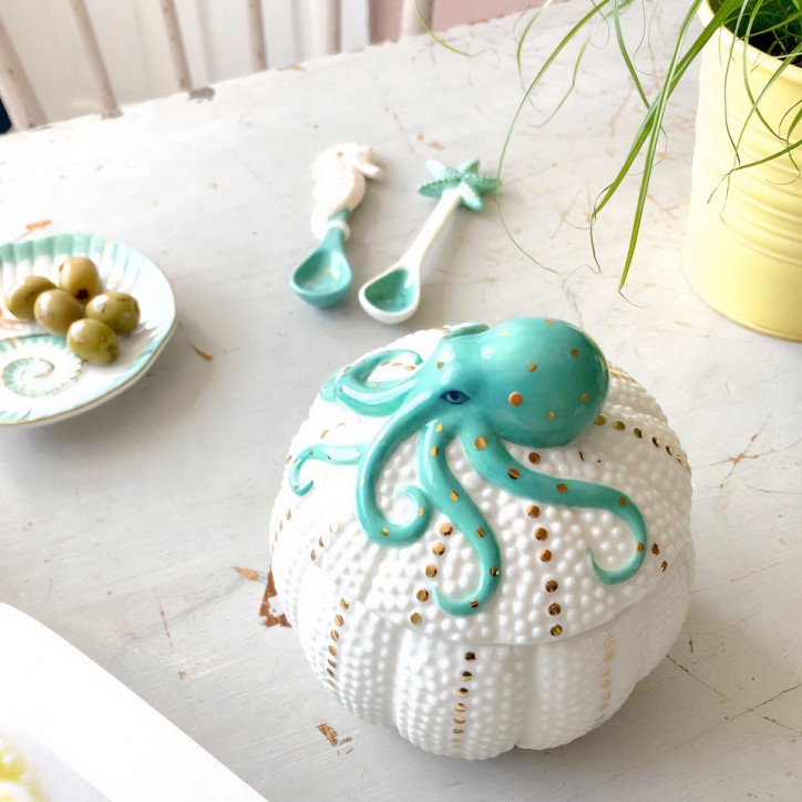 Boîte en porcelaine - Coral octopus