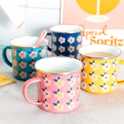 Enamel mug - Retro flowers