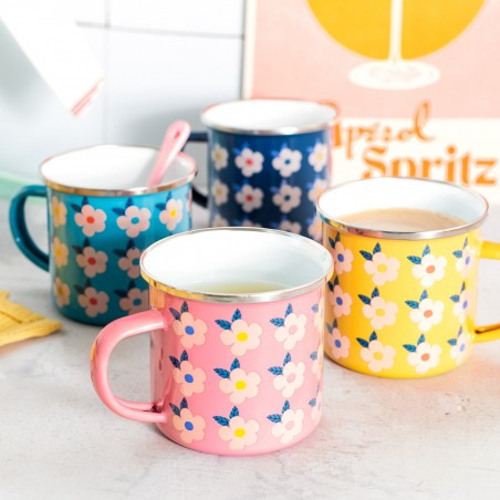 Enamel mug - Retro flowers