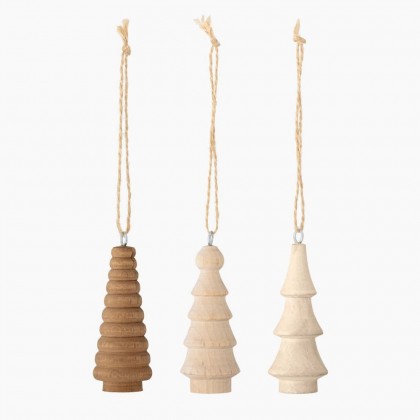 Set de décos à suspendre - Sapins en bois