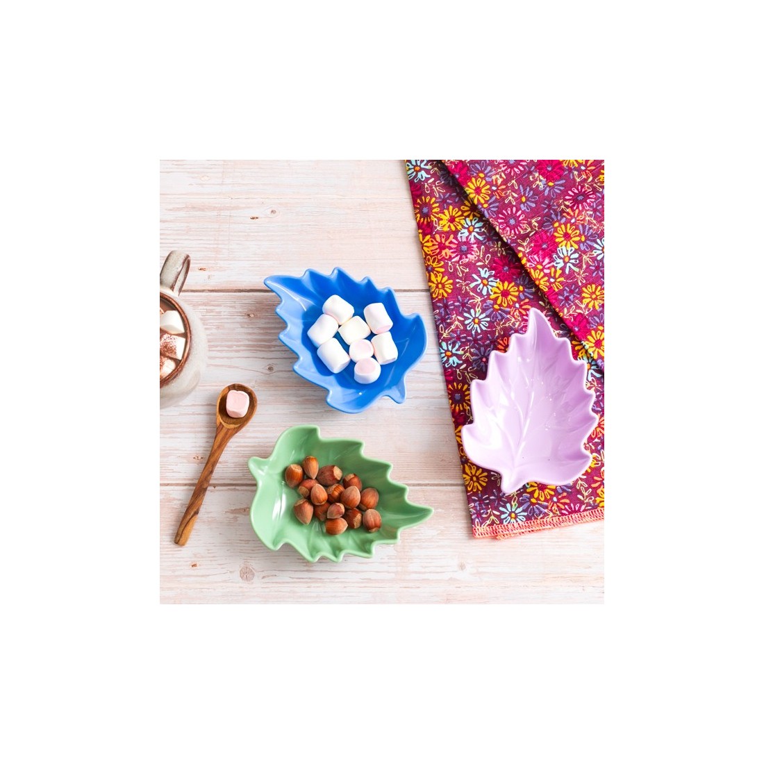 Set de 3 coupelles en mélamine - Feuilles