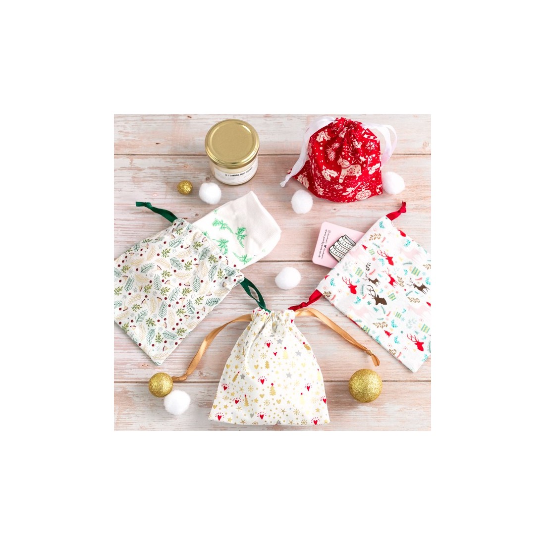 Petite pochette cadeau en coton réutilisable