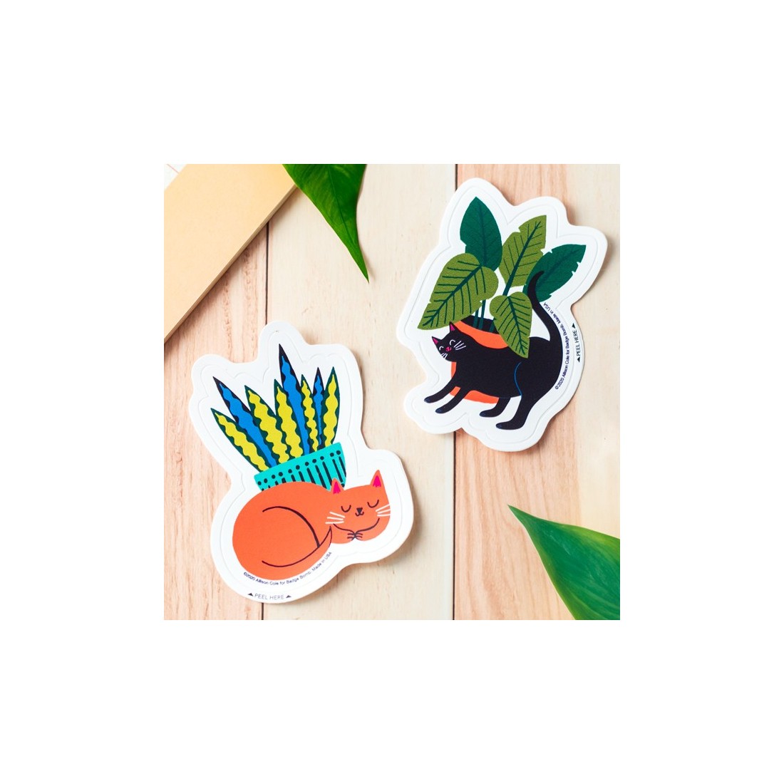 Sticker vinyl Allison Cole - Chat & plante