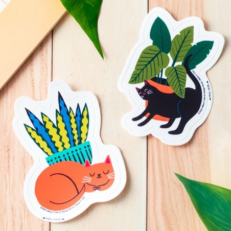Sticker vinyl Allison Cole - Chat & plante
