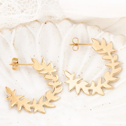 Boucles d'oreilles créoles - Végétale (frêne)