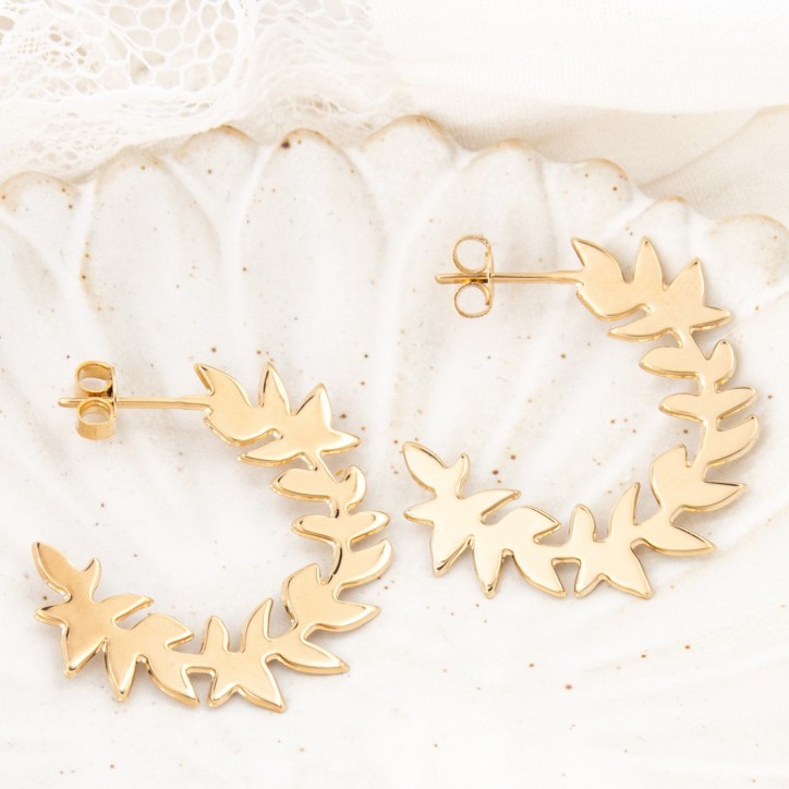 Boucles d'oreilles créoles - Végétale (frêne)