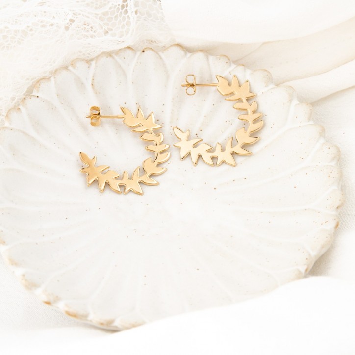 Boucles d'oreilles créoles - Végétale (frêne)