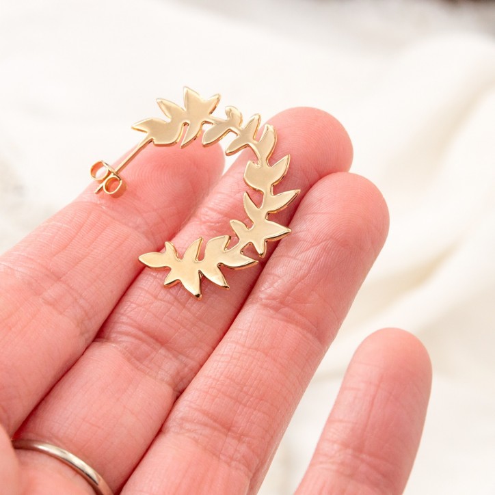 Boucles d'oreilles créoles - Végétale (frêne)