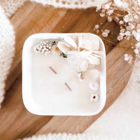 Bougie et fleurs séchées - Hygge