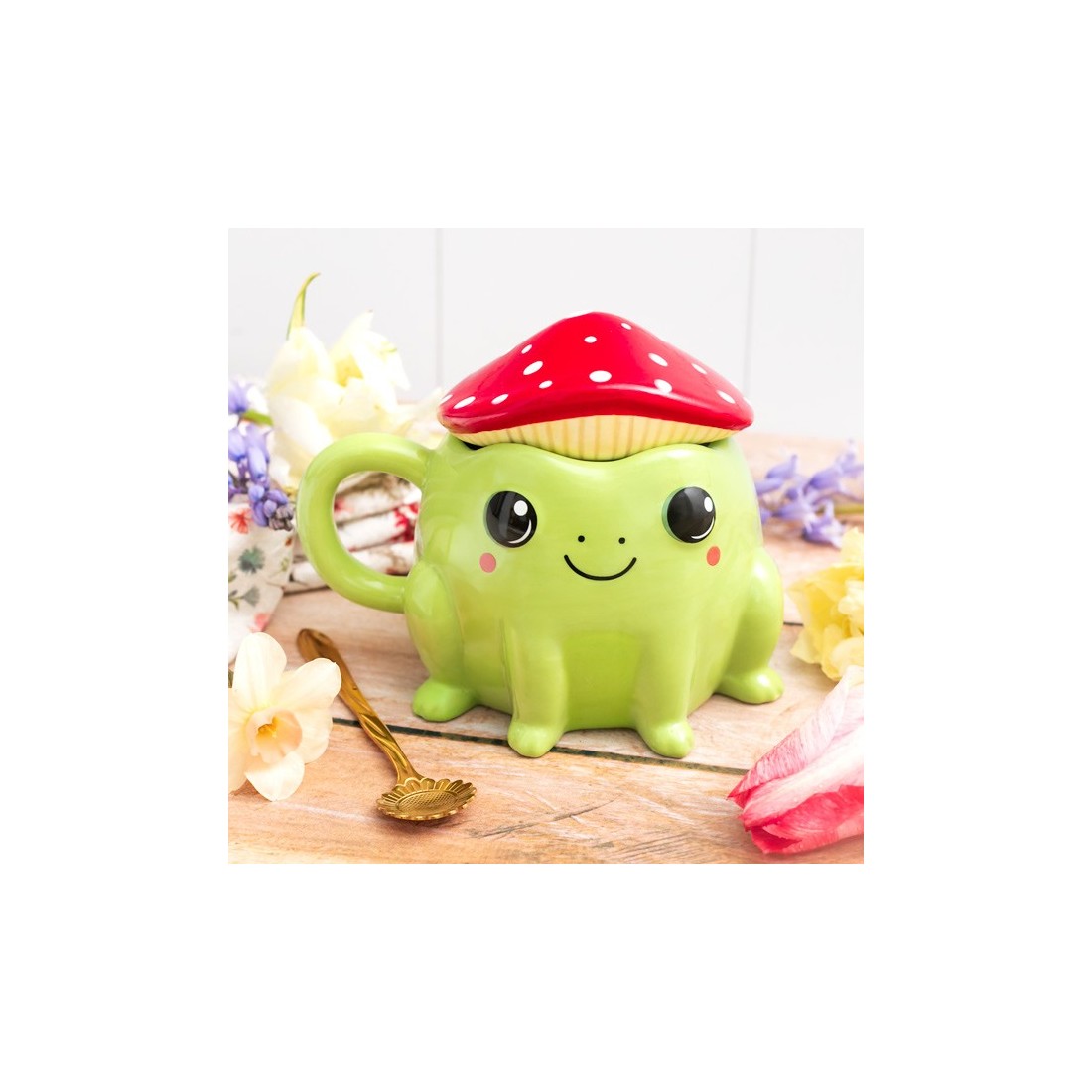 Mug with lid - Fergus the frog