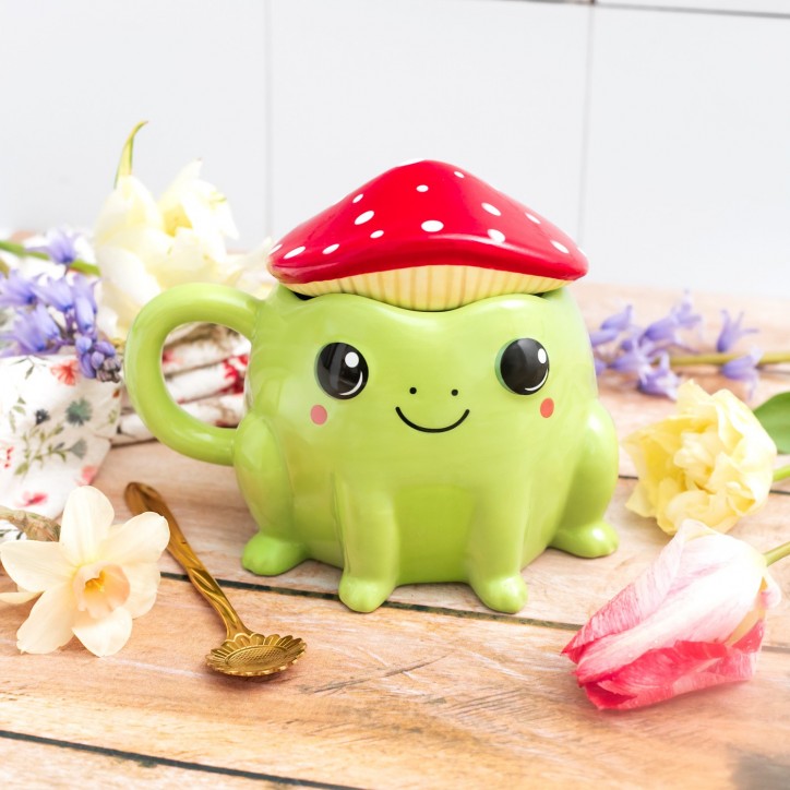 Mug with lid - Fergus the frog