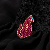 Broche brodée - Chat mystique