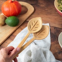 Set de grandes cuillères en bambou - Feuilles