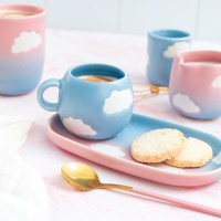 Egg Back Home stoneware coffee cup - Clouds (blue)
