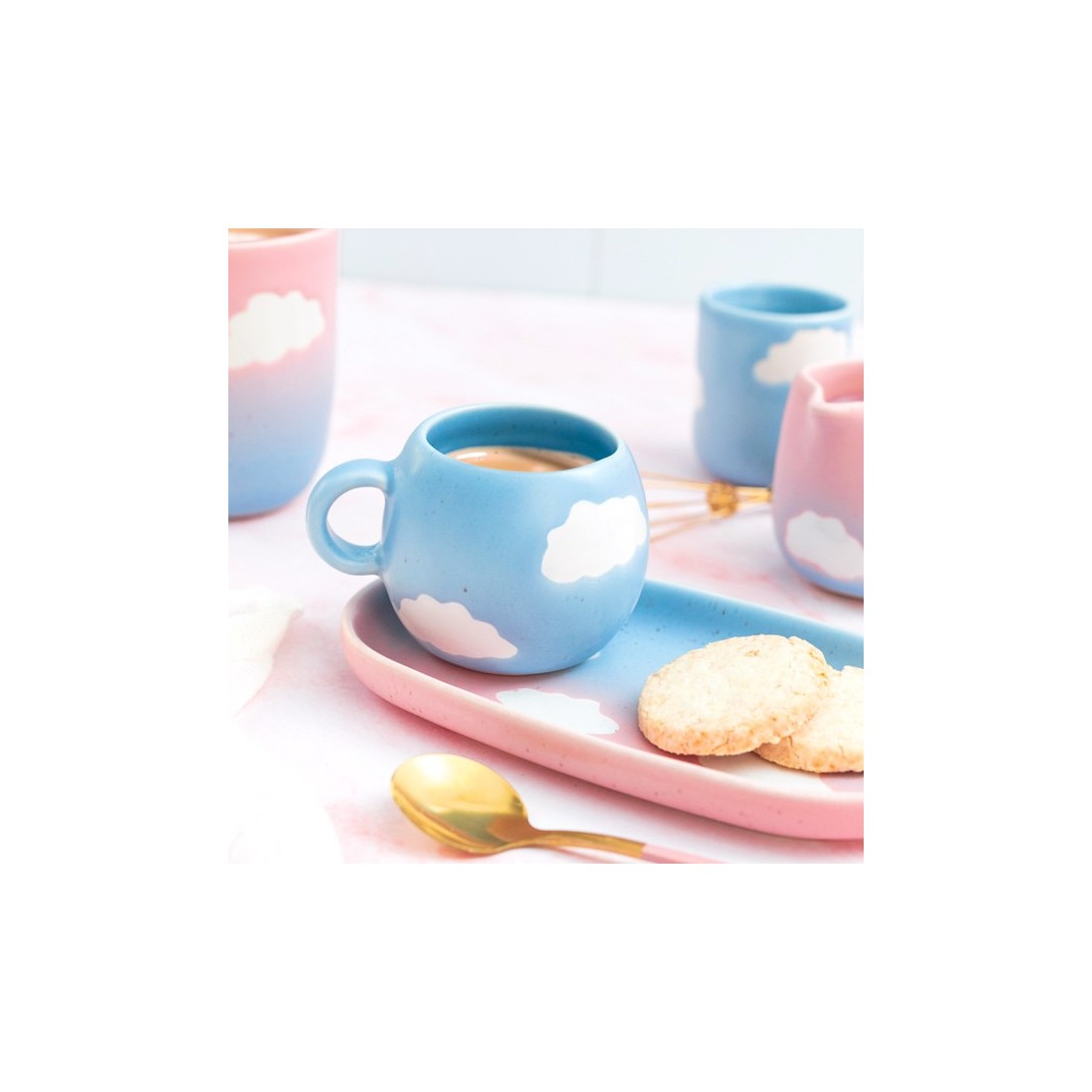 Tasse à café Egg Back Home - Clouds (bleu)