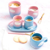 Egg Back Home stoneware coffee cup - Clouds (blue)