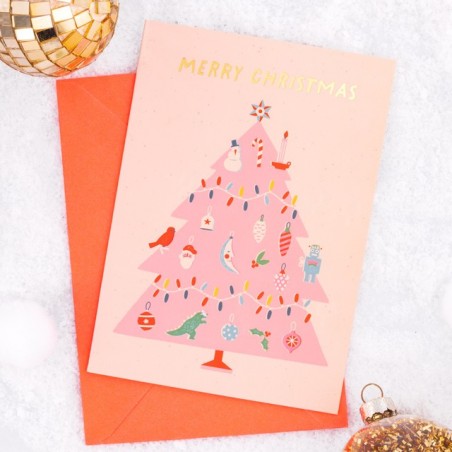 Carte de Noël - Pink Christmas tree