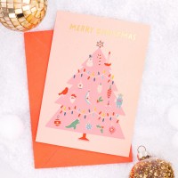 Carte de Noël - Pink Christmas tree