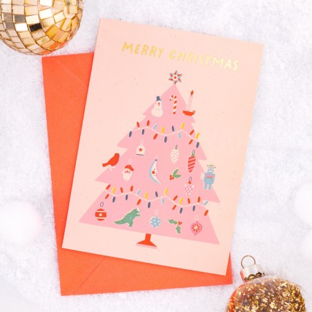 Carte de Noël - Pink Christmas tree