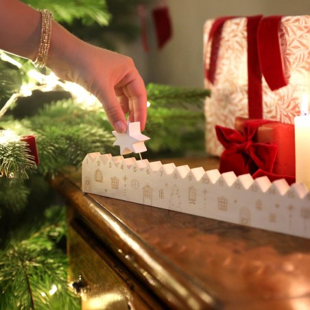 Calendrier de l'Avent en bois - Village de Noël