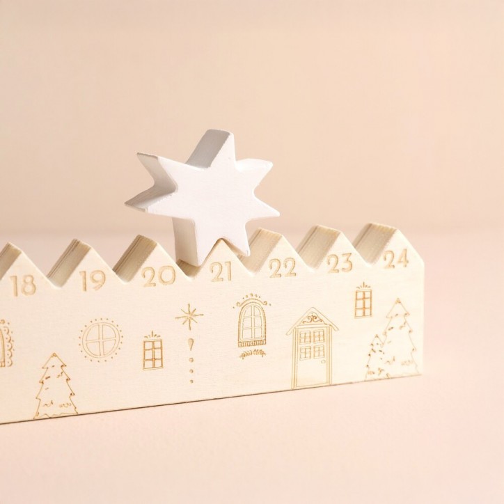 Calendrier de l'Avent en bois - Village de Noël