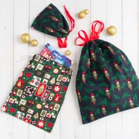 Pochette cadeau en coton réutilisable spéciale Noël