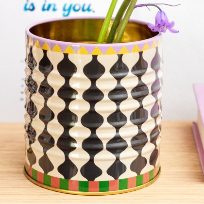 Storage tin - Adopo (black and white wavy)