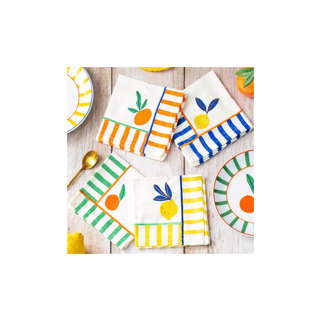 Cotton napkin set - Citrus burst