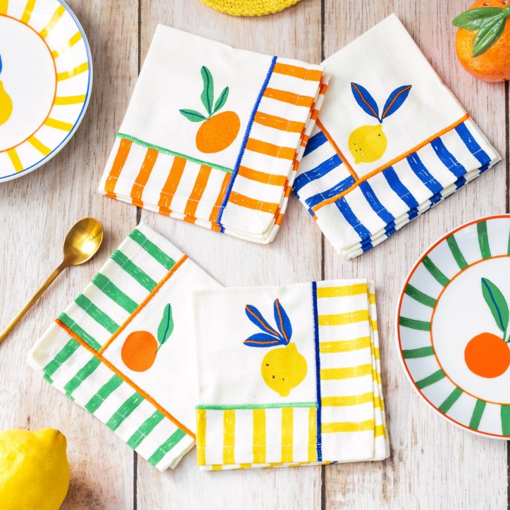 Cotton napkin set - Citrus burst