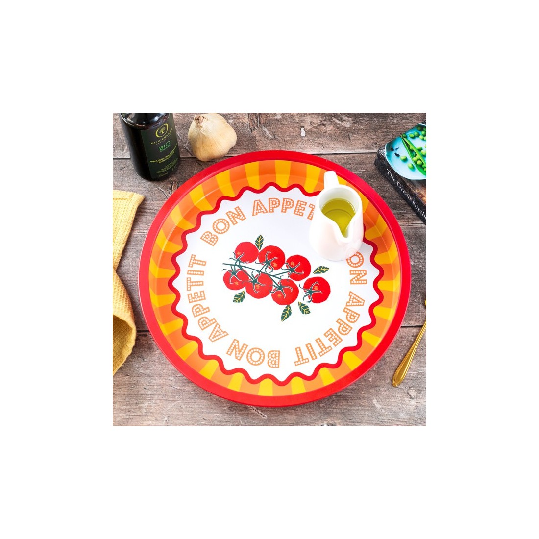 Plateau en métal - Bon appétit (tomates)