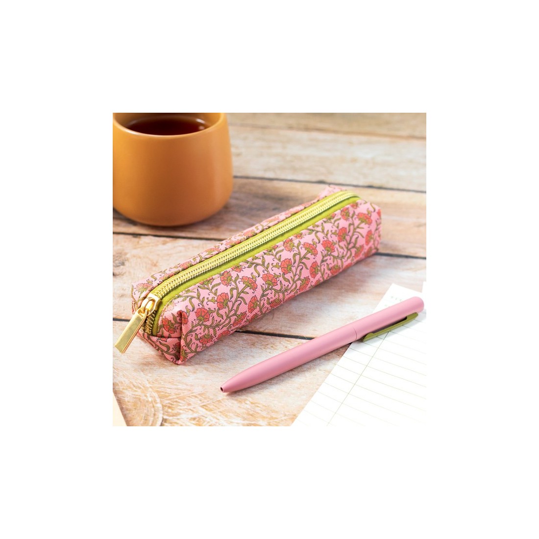 Set de trousse et stylo - Pink vintage floral