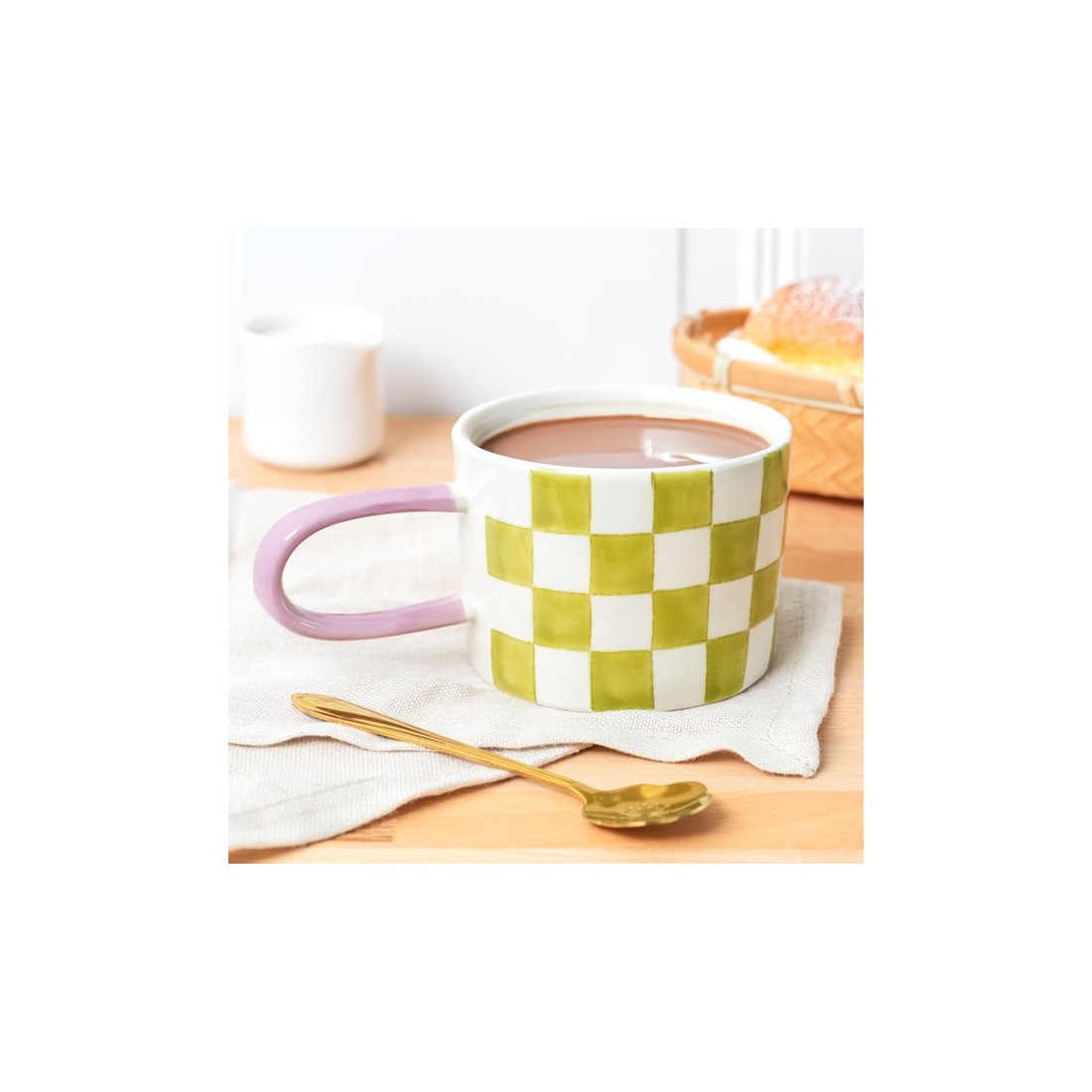 Stoneware mug - Green check