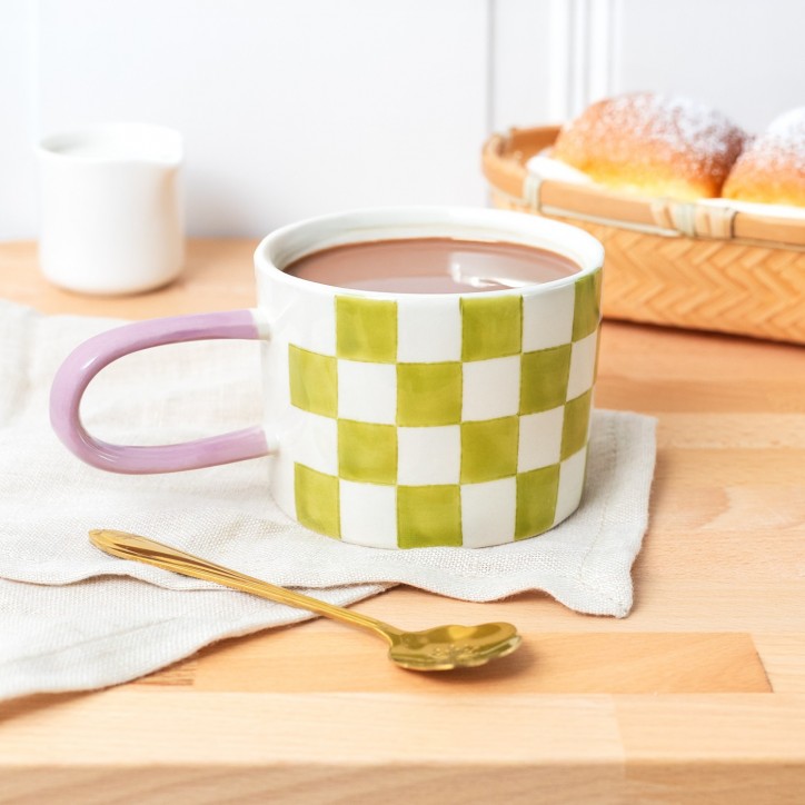 Stoneware mug - Green check