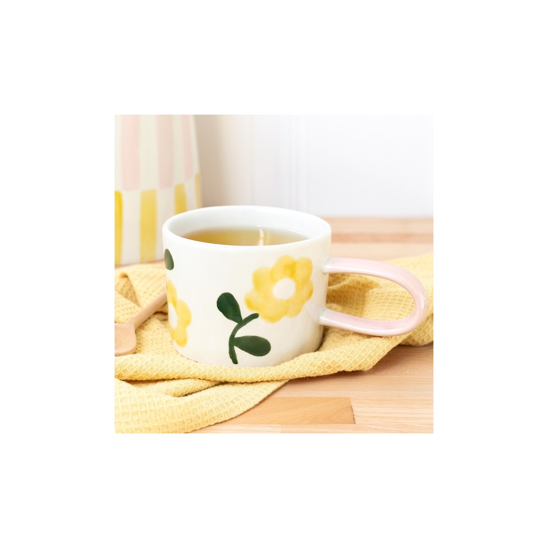 Mug en grès - Yellow flowers