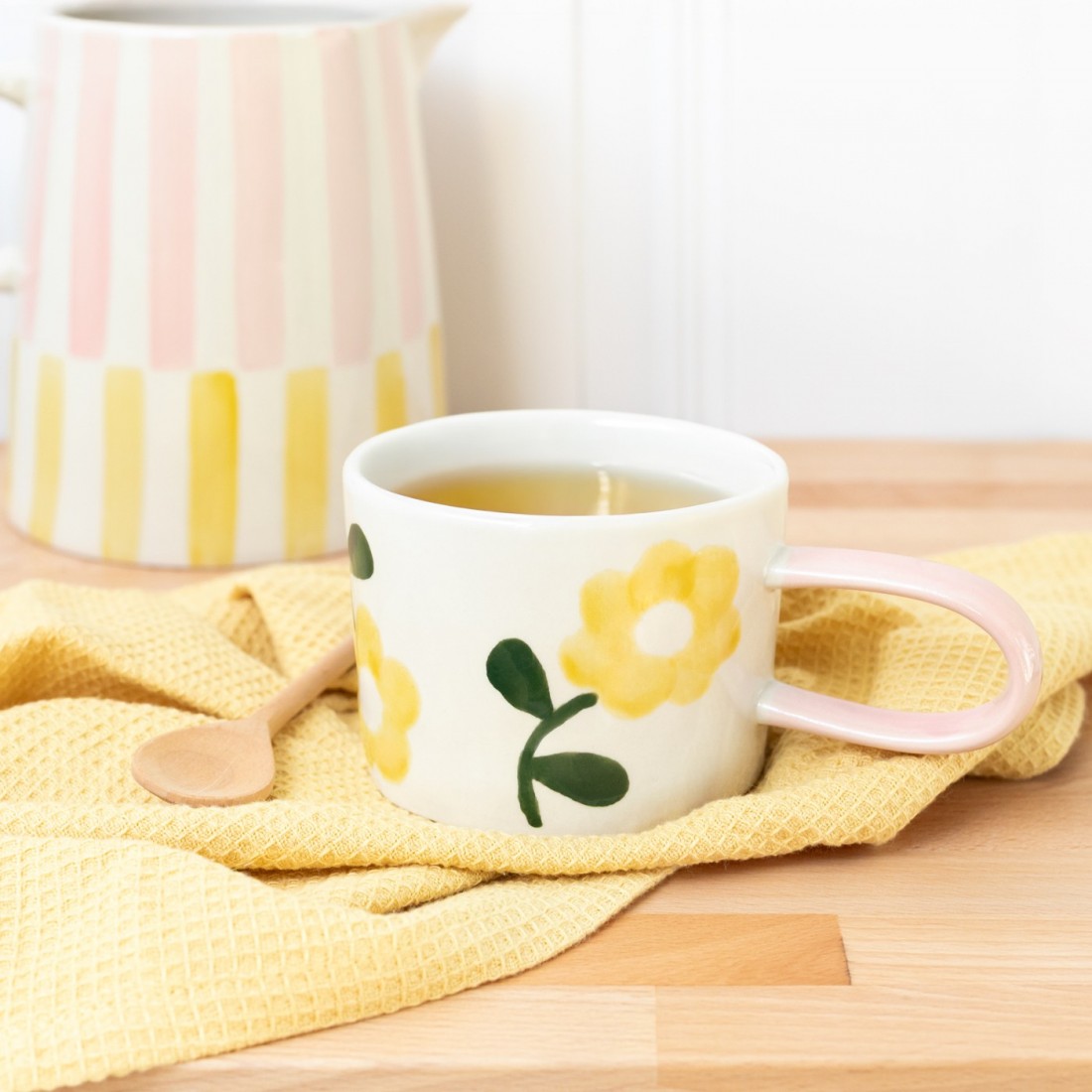Mug en grès - Yellow flowers
