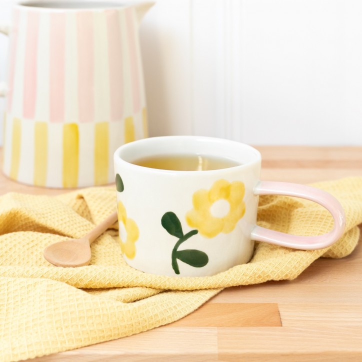 Mug en grès - Yellow flowers