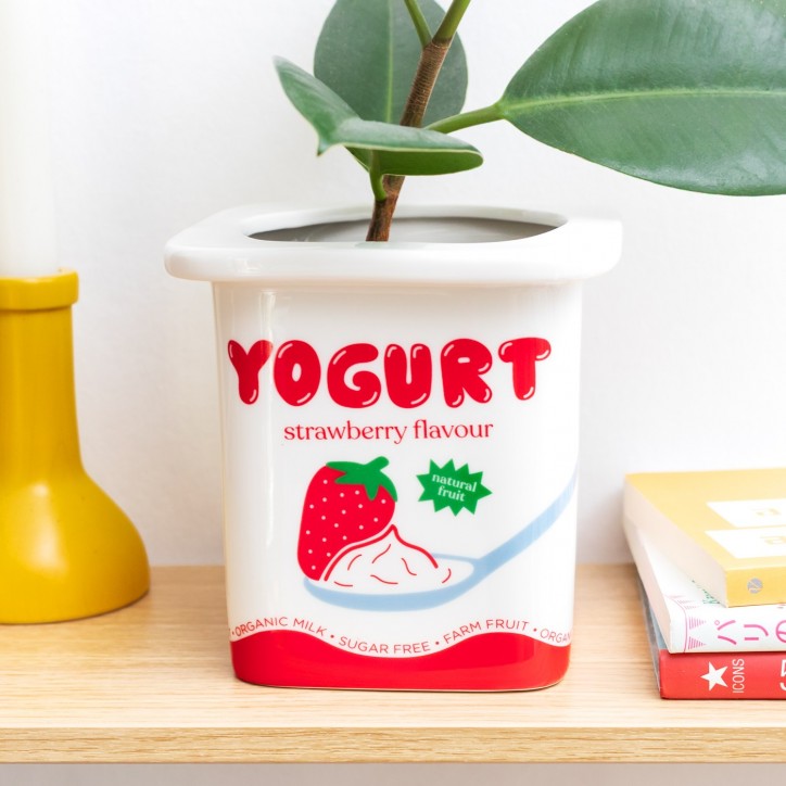 Vase / pot - Yaourt à la fraise - Cache pot pour plante original