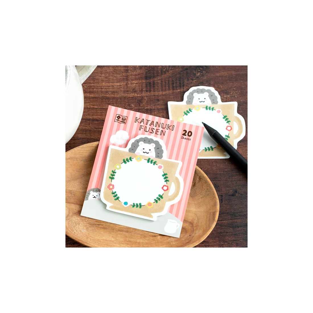 Bloc de notes adhésives post-it import Japon hérisson dans une tasse