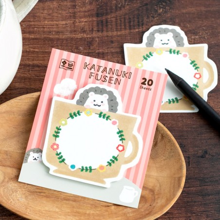 Bloc de notes adhésives post-it import Japon hérisson dans une tasse