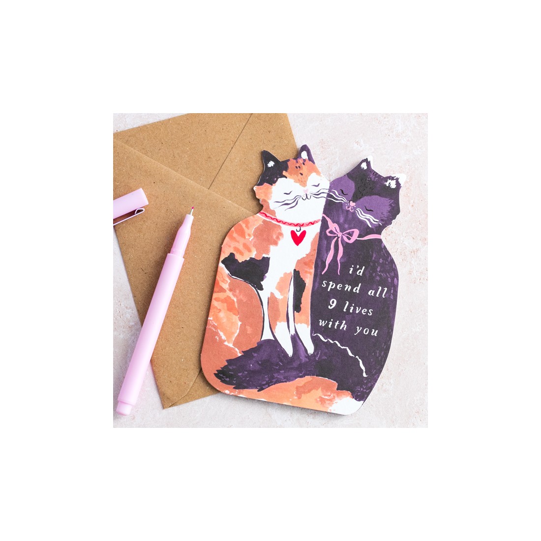 Carte I'd spend 9 lives with you - Sister paper co