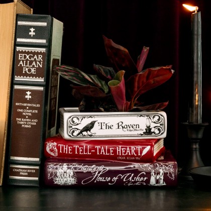 Stacked book planter - Edgar Allan Poe The Raven