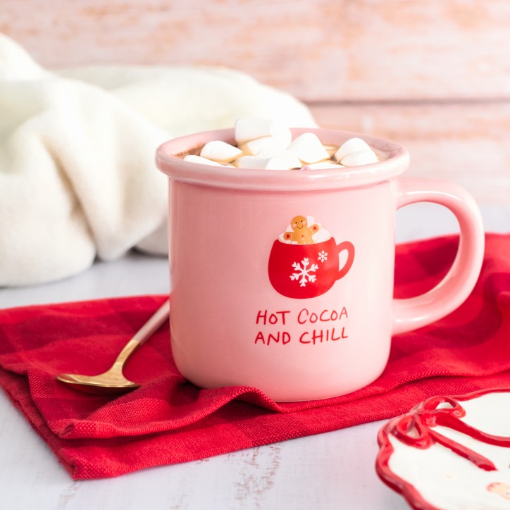 Mug - Hot cocoa and chill rose et rouge