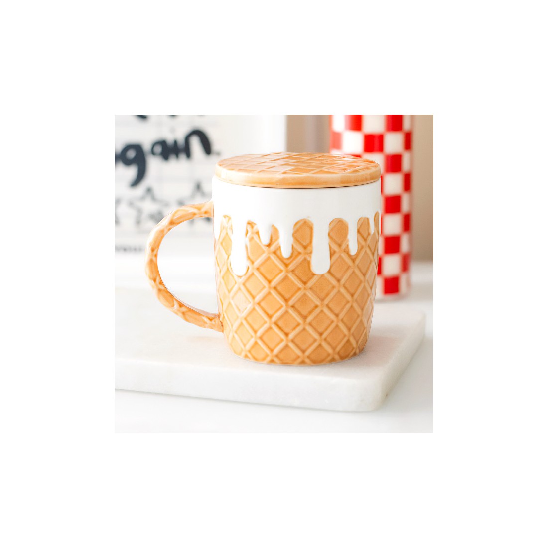 Mug avec couvercle - Gaufre