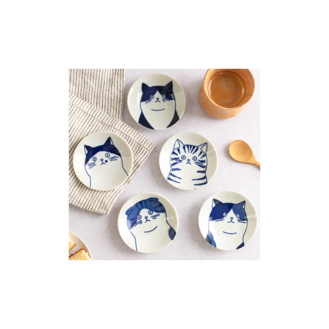 Set de 5 coupelles - Chat japonais